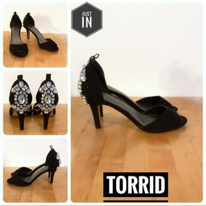 Torrid Rhinestone Black Heels Size 8W